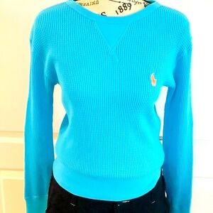 Polo Ralph Lauren Aqua Blue Waffle Thermal Top XL